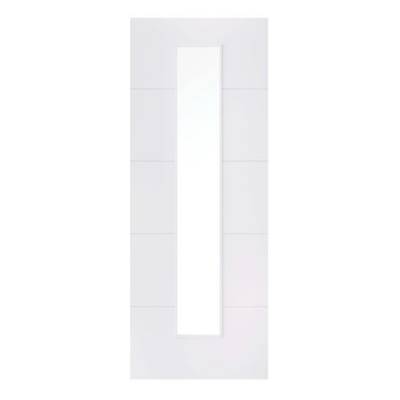 White Primed Santandor 1 Light Glazed Internal Door Wooden -...